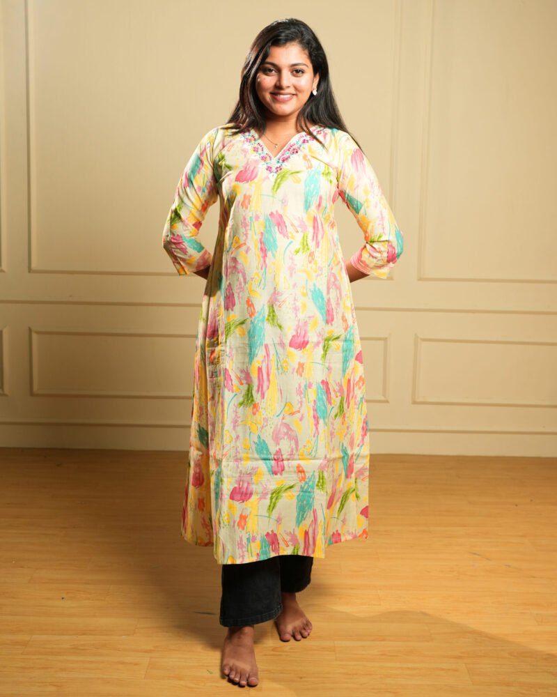 Multicolor Printed Cotton Kurta