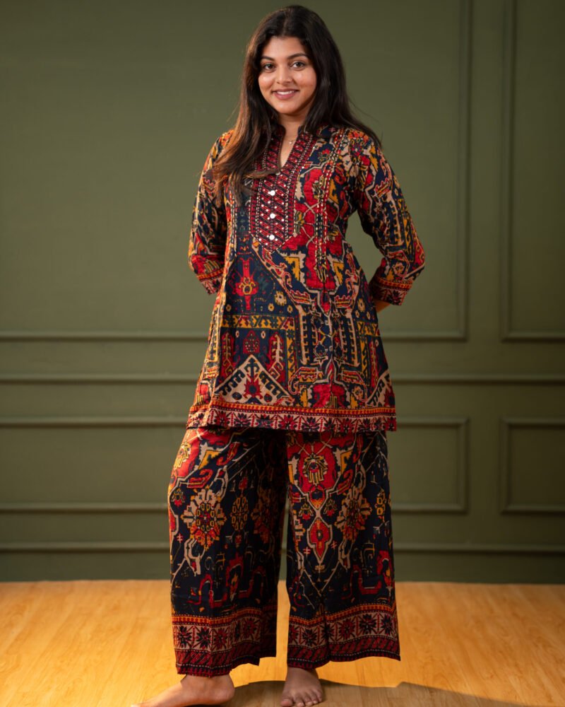 Women’s Navy Blue & Red  Co-ord Set