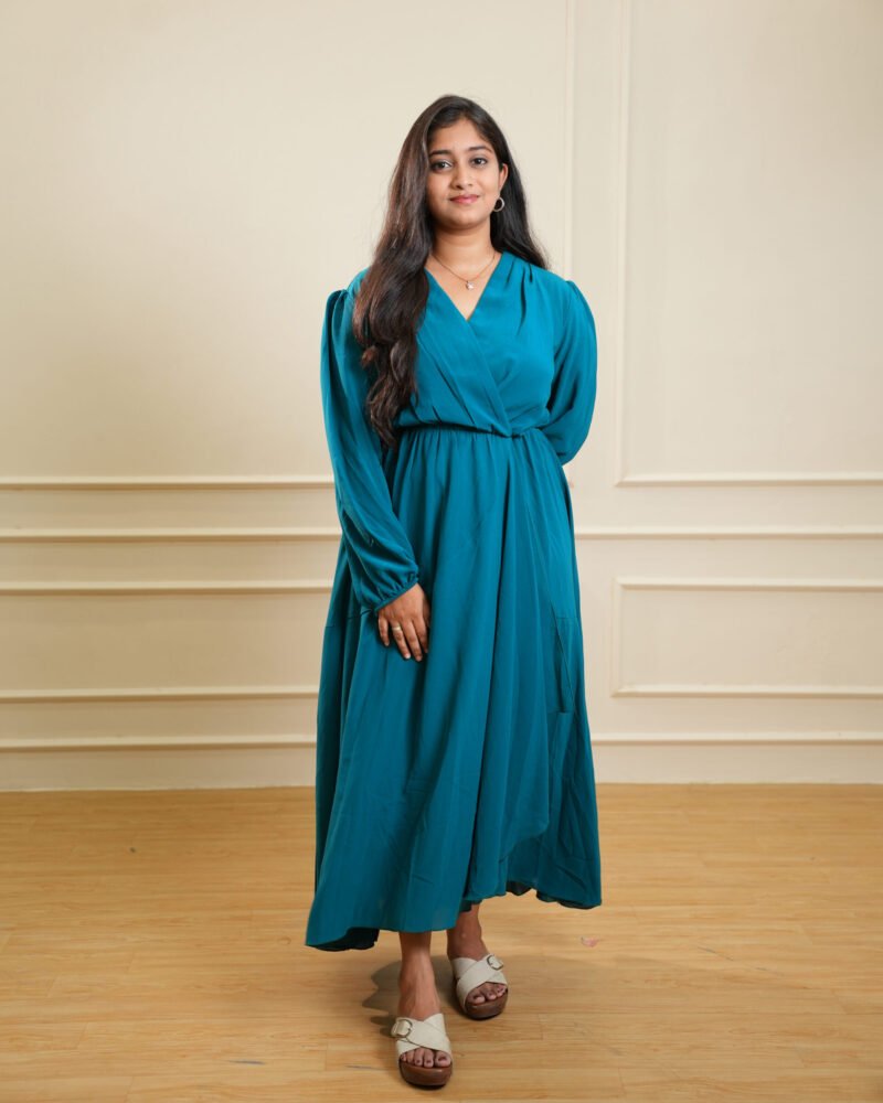 Teal Green Solid Maxi Dress