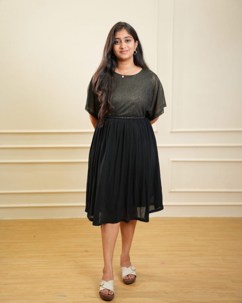 Black Shimmer Midi Dress