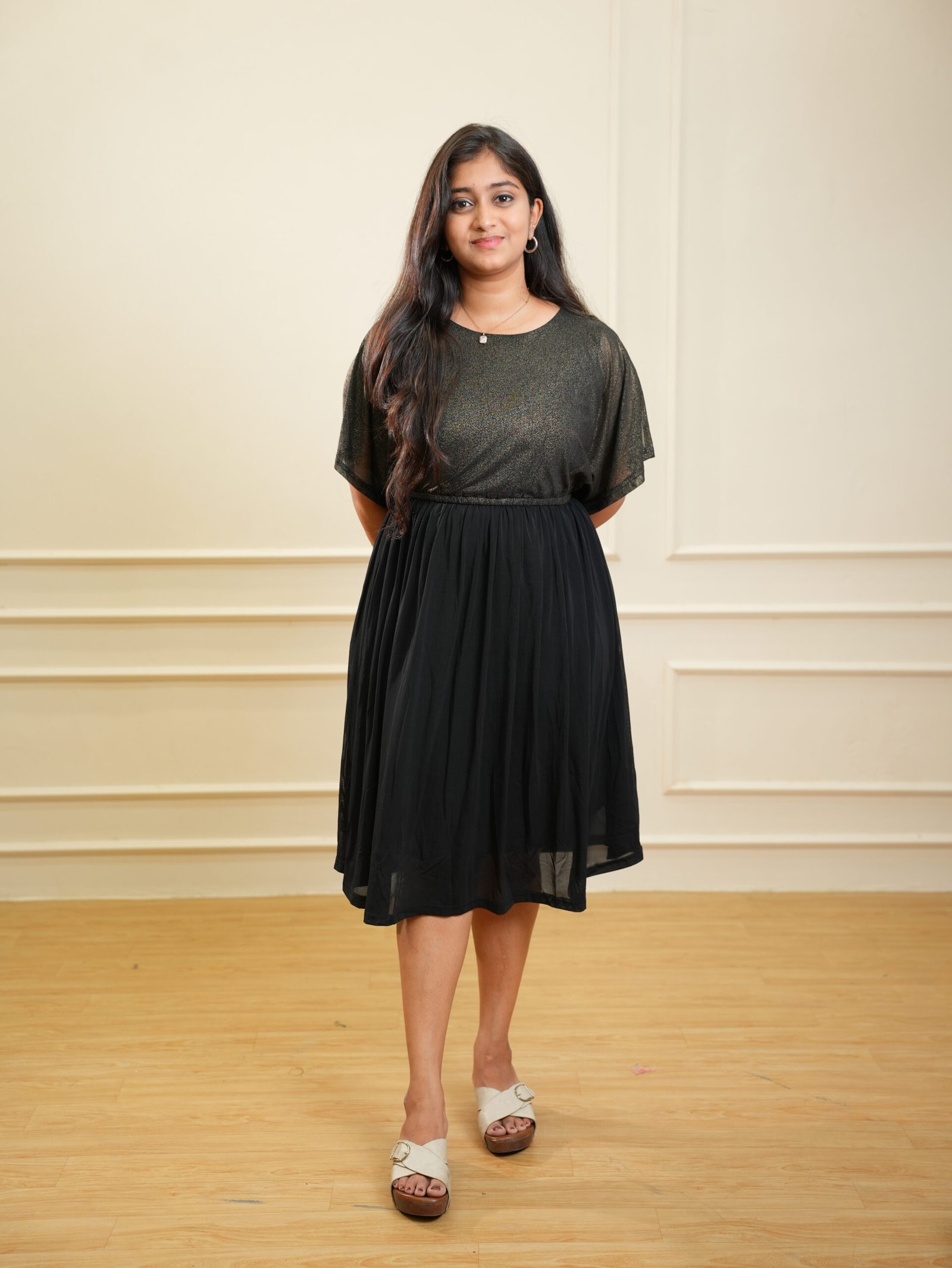 Black Shimmer Midi Dress