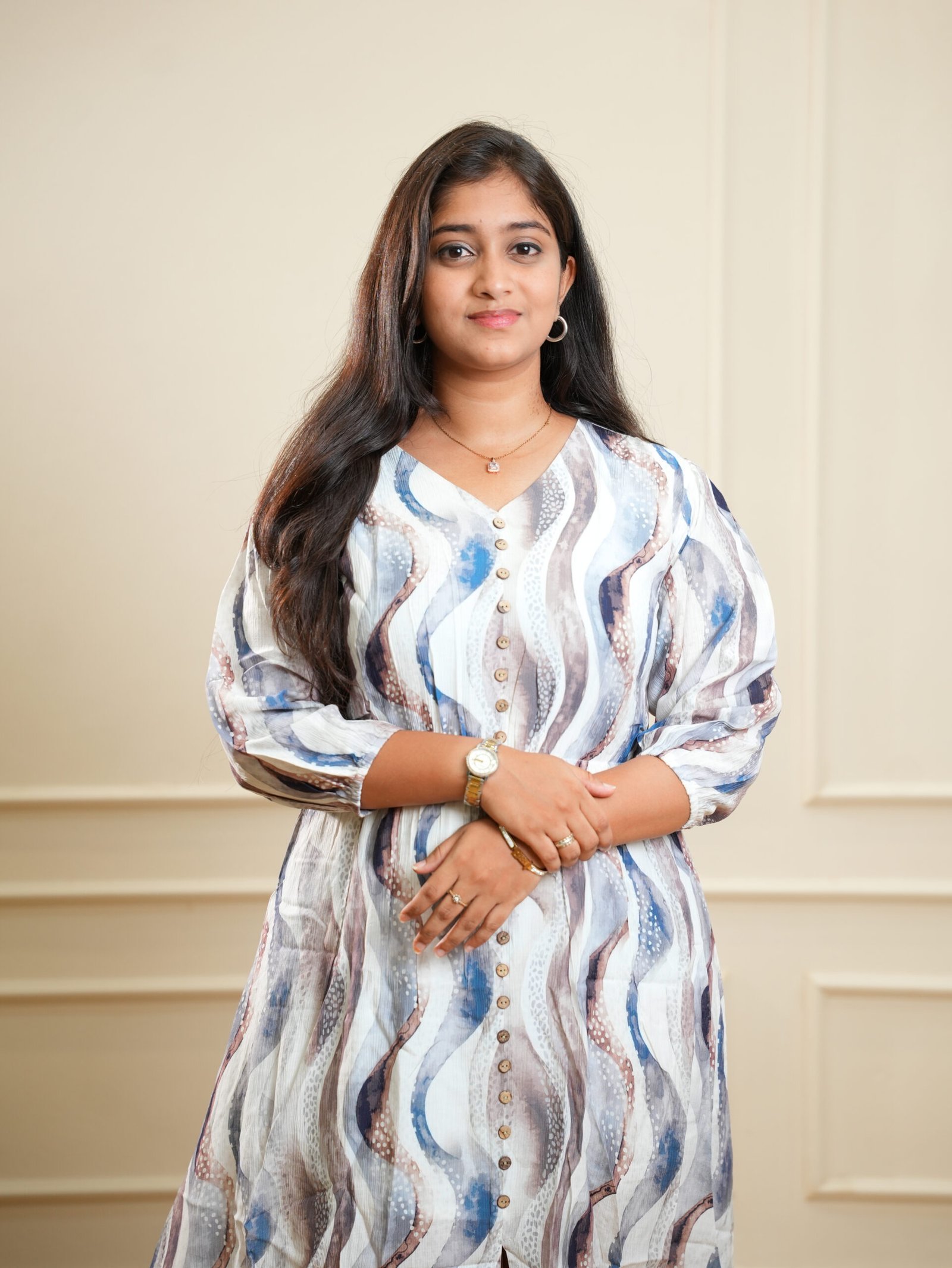 Multicolor Abstract Printed Button‑Down Knee‑Length Dress - Image 3