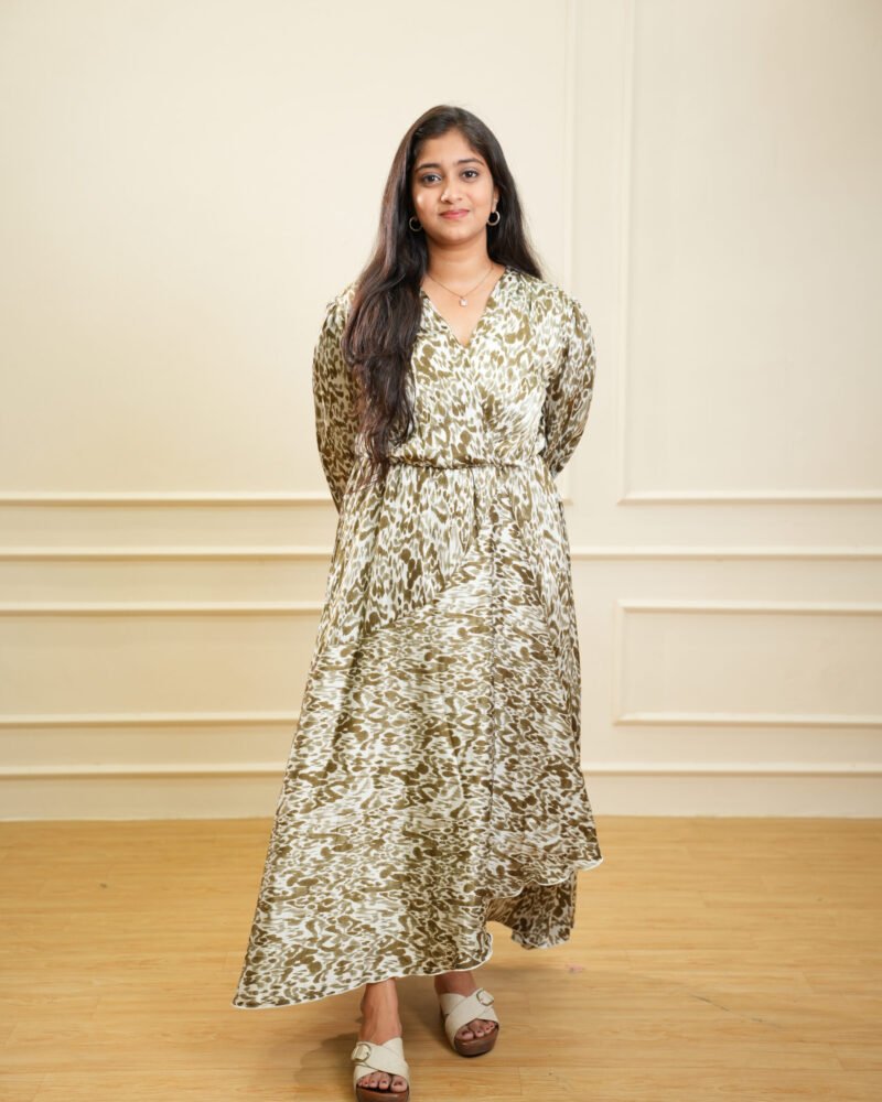 Olive Animal Print Maxi Dress
