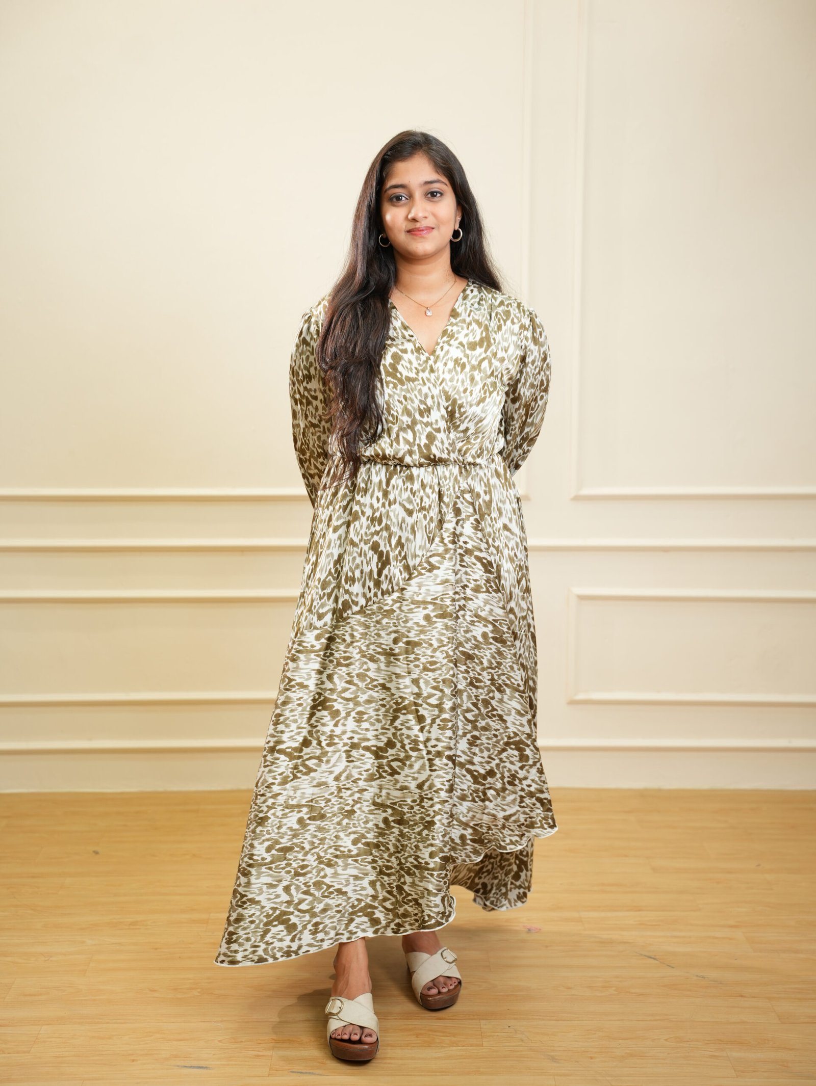 Olive Animal Print Maxi Dress
