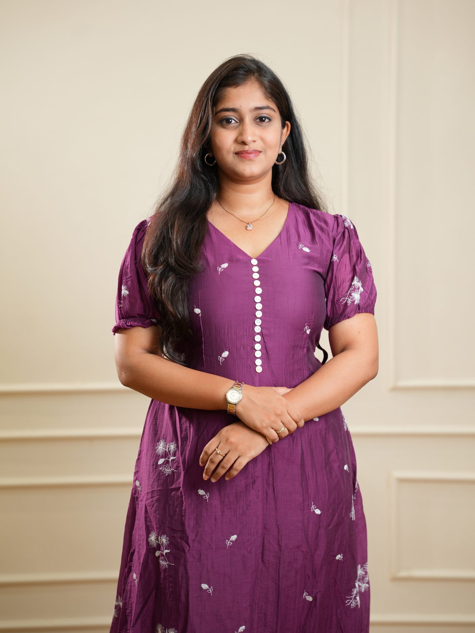 Plum Embroidered Midi Dress - Image 3