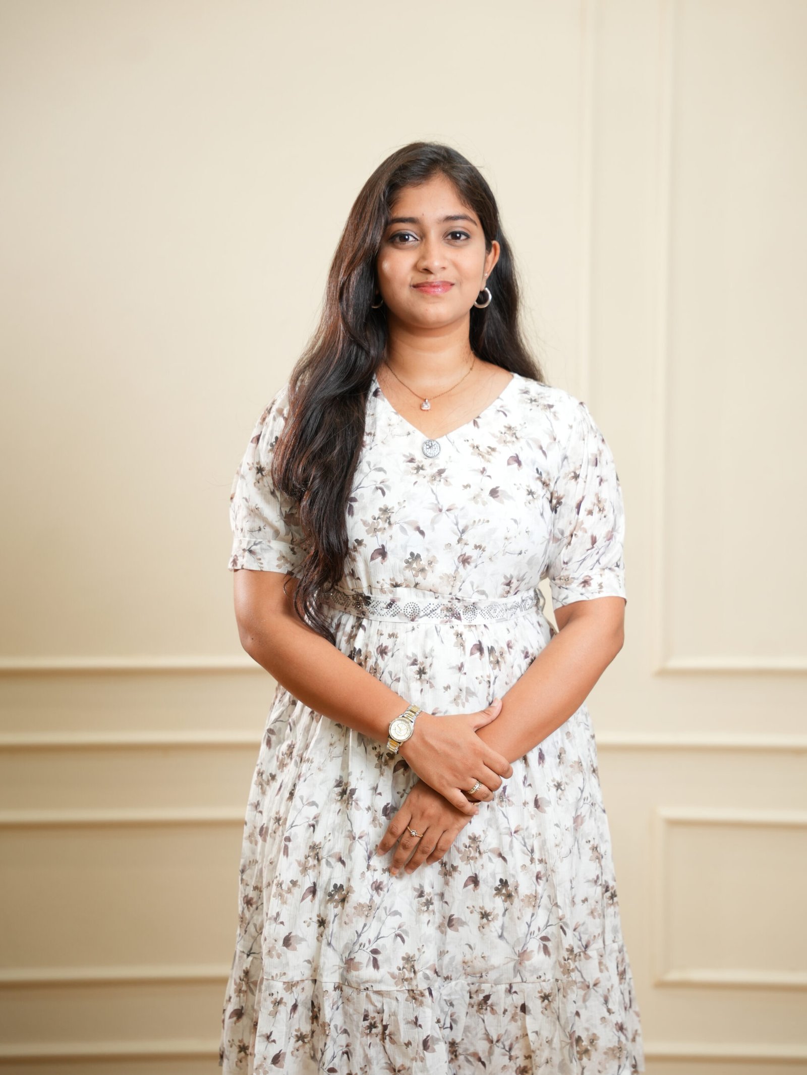 White Floral Printed Midi Dress - Image 3