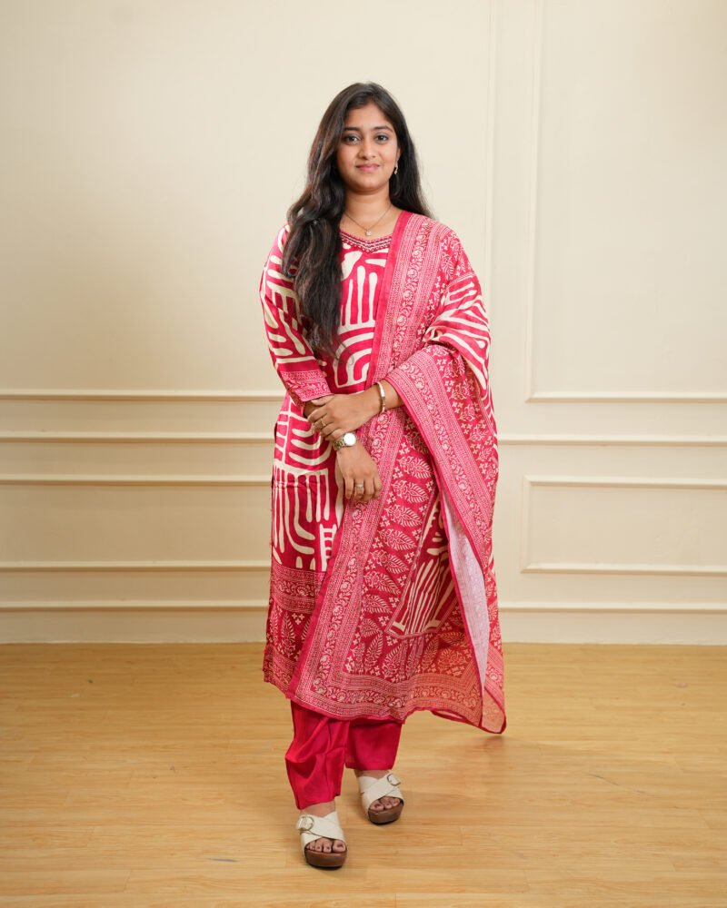 Pink Traditional Printed Kurta Set with Dupatta