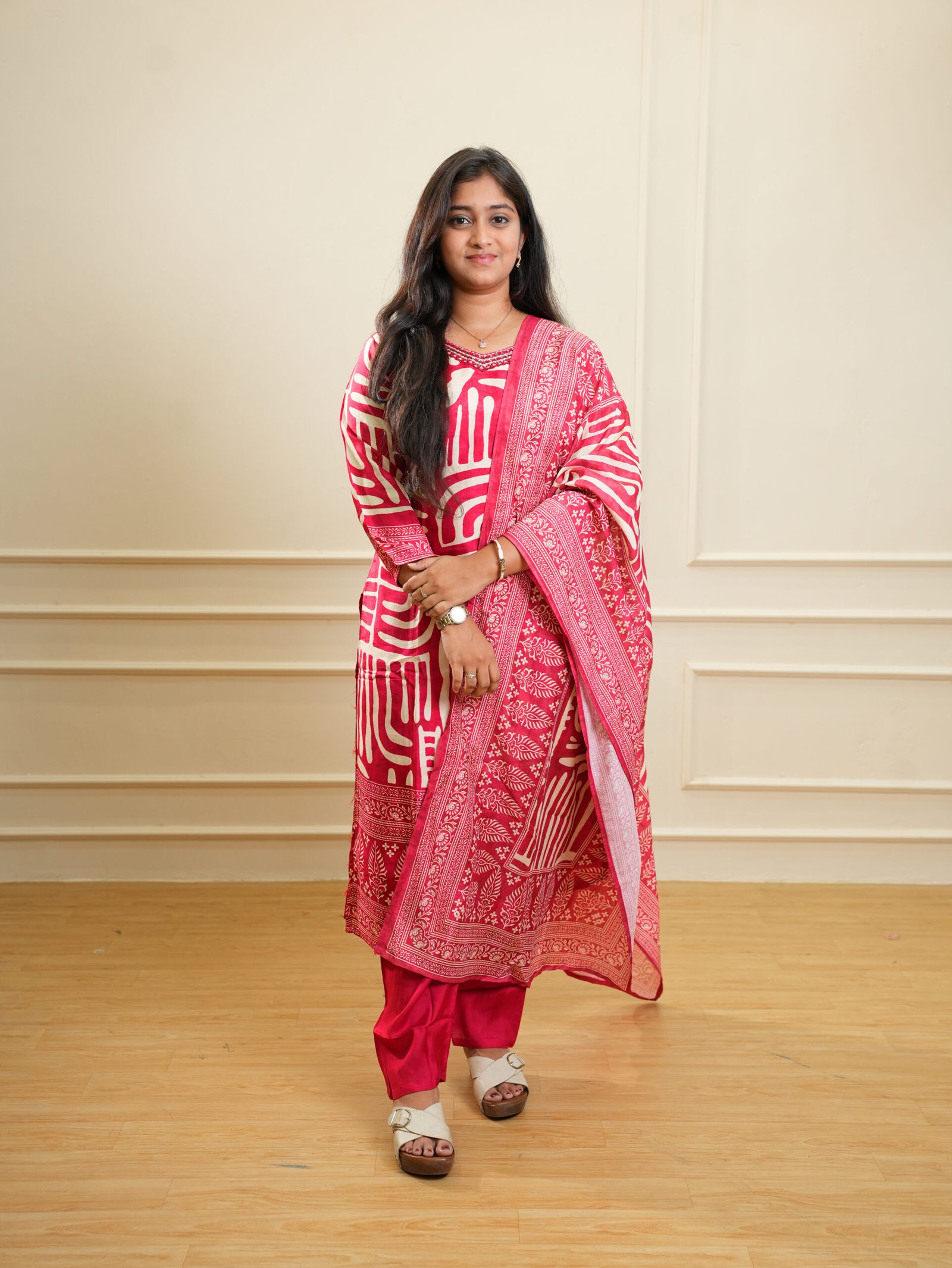 Pink Traditional Printed Kurta Set with Dupatta