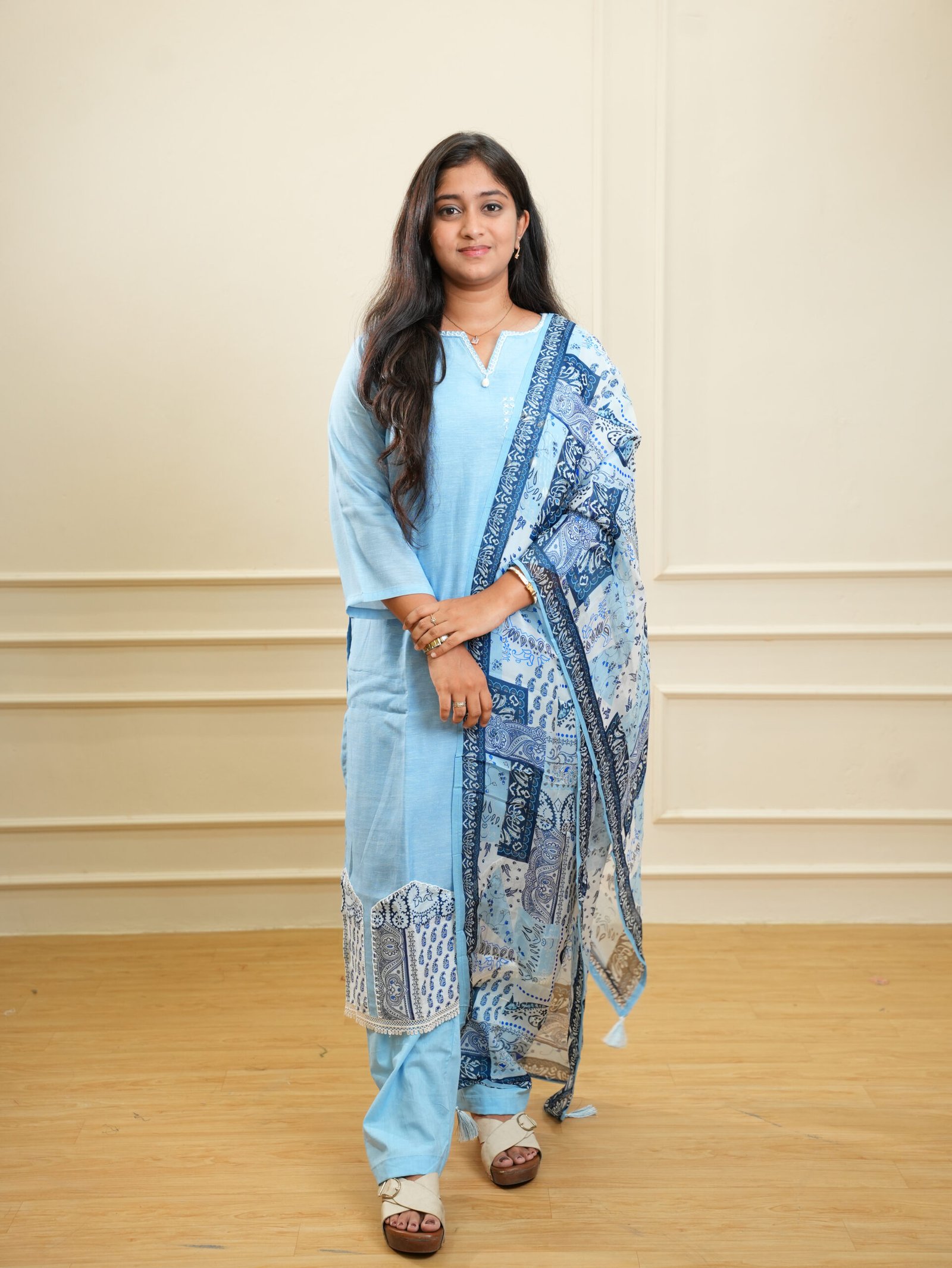 Light Blue Printed Kurta Set with Dupatta