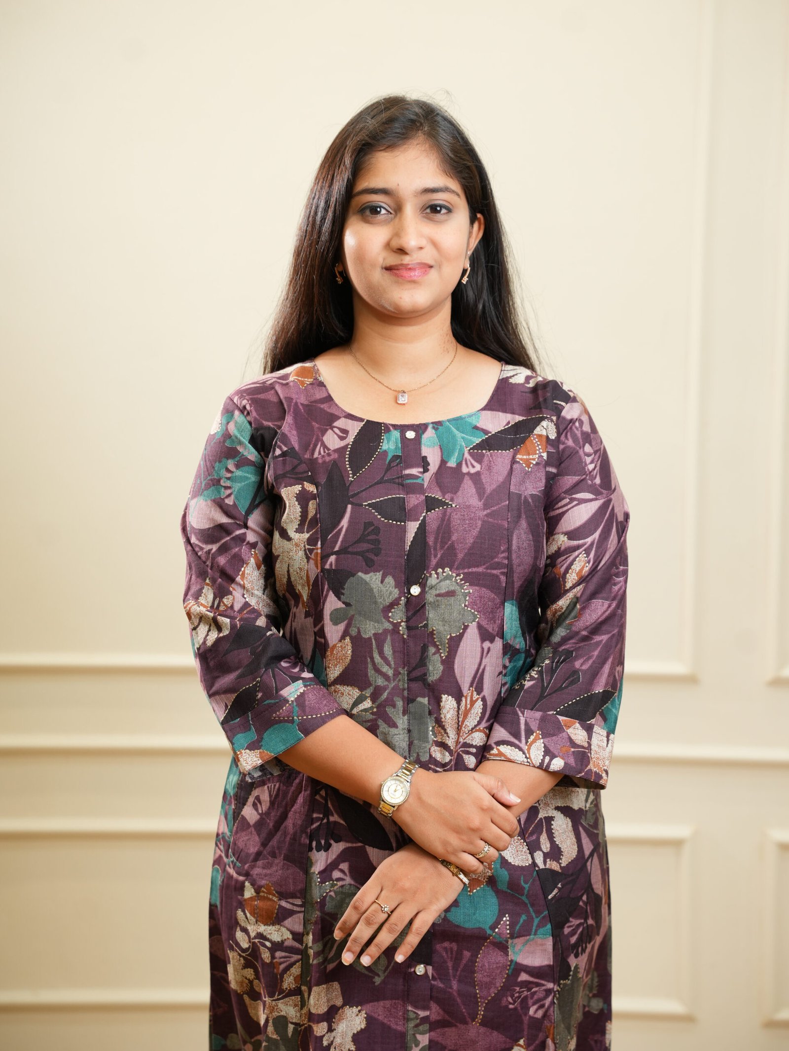 Plum Floral Printed Midi Dress - Image 3