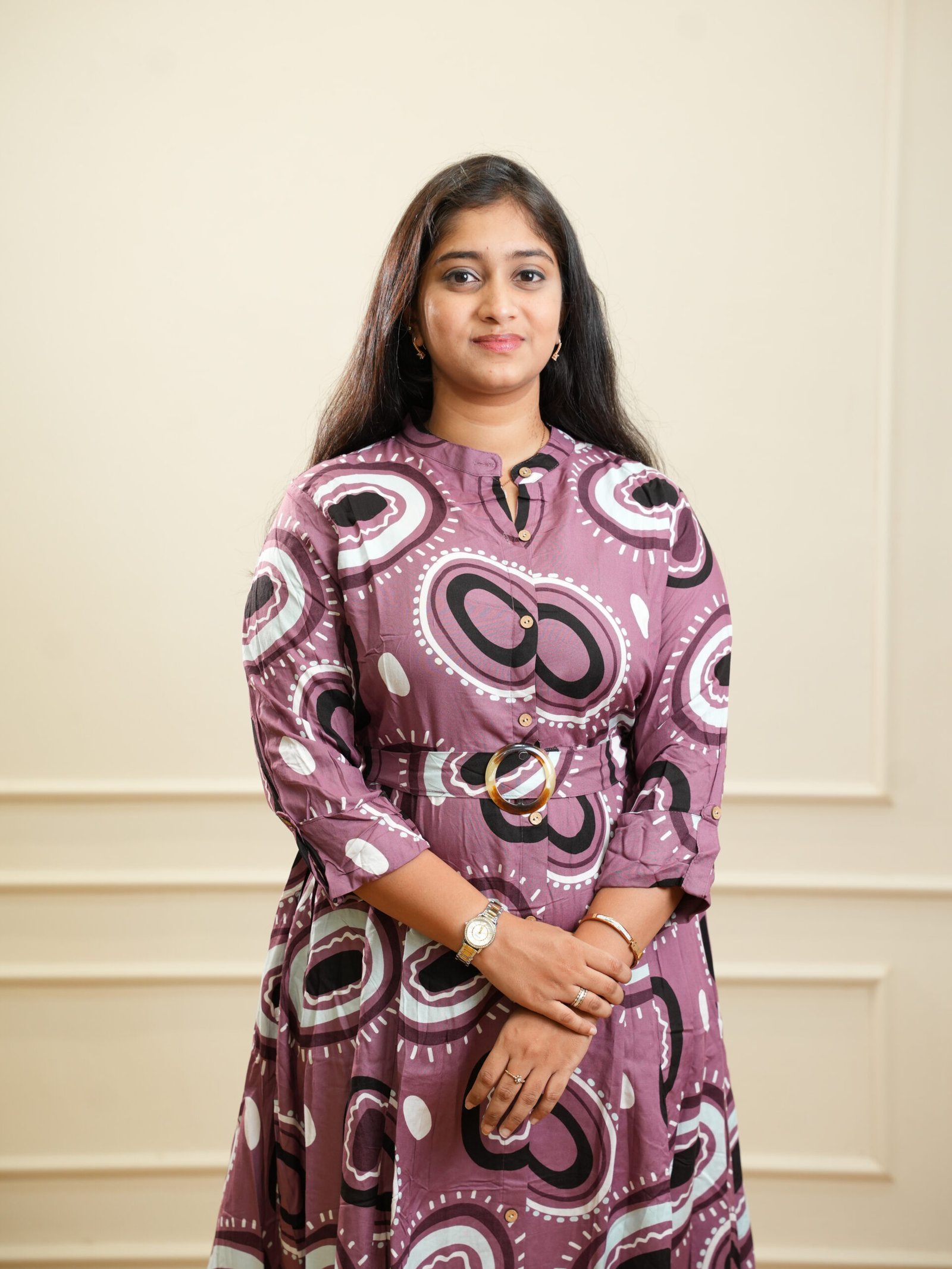 Mauve Abstract Printed Midi Dress - Image 3
