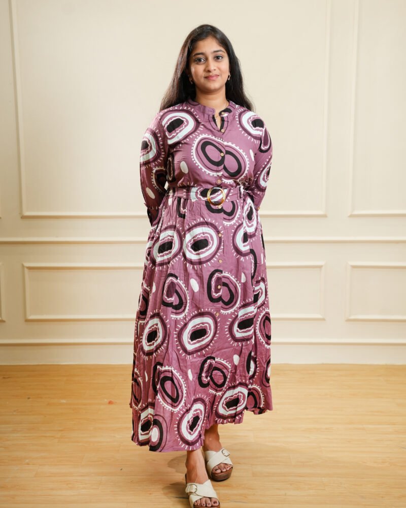 Mauve Abstract Printed Midi Dress
