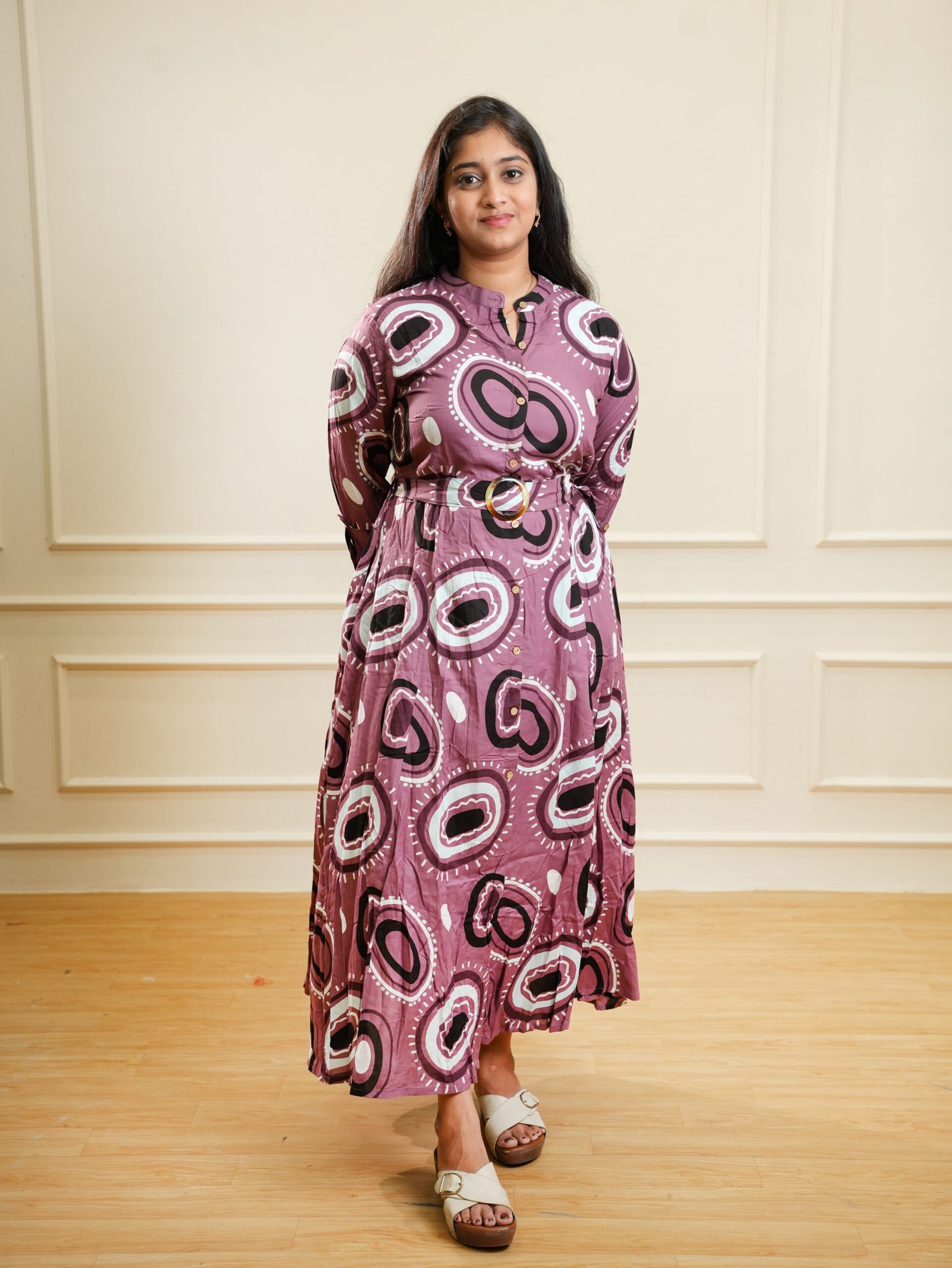 Mauve Abstract Printed Midi Dress