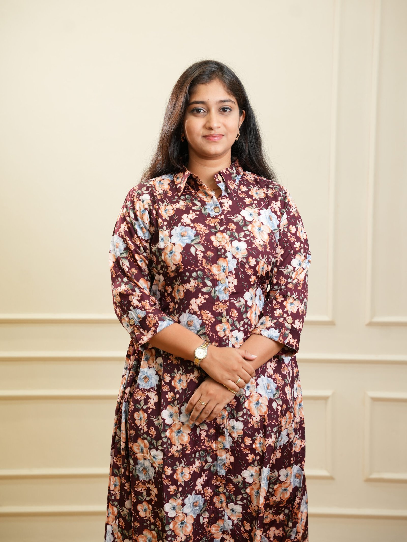 Maroon Floral Printed Midi Dress - Image 3