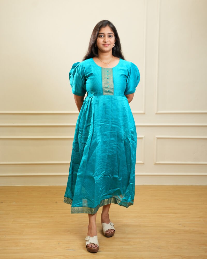 Teal Blue Embellished Midi Dress