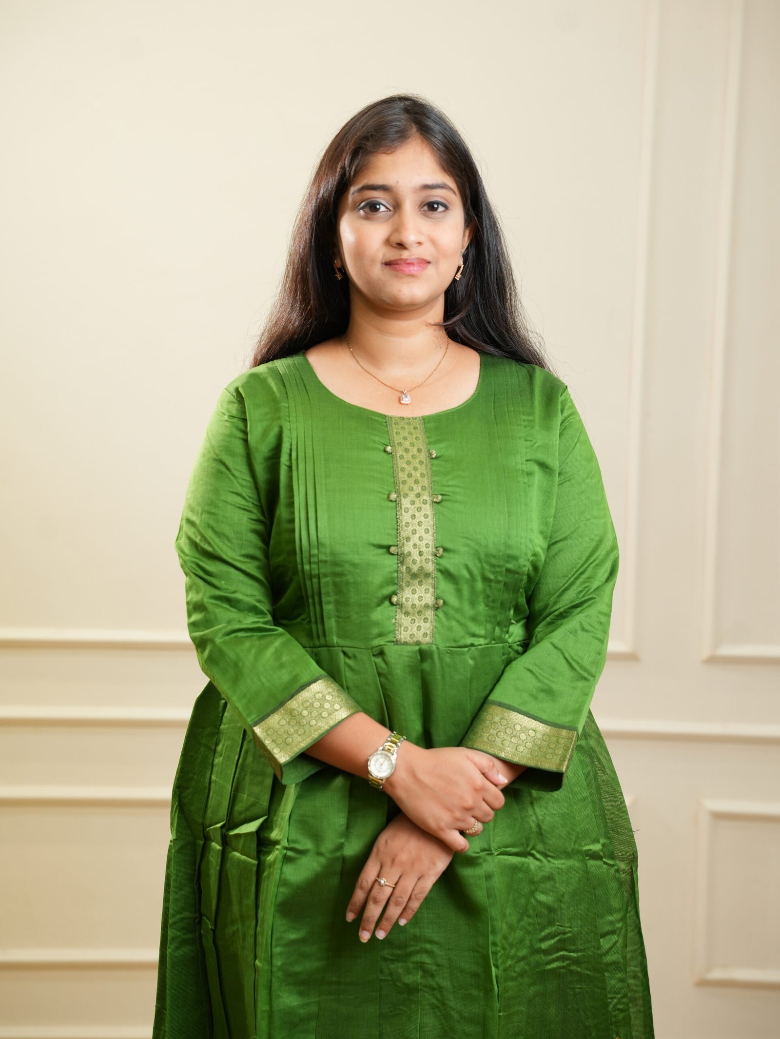 Green Traditional Textured Kurta - Image 3