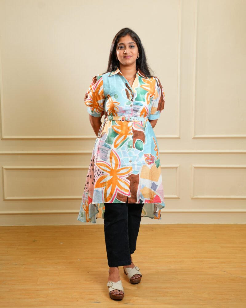 Multicolor Printed Short Ethnic Kurta