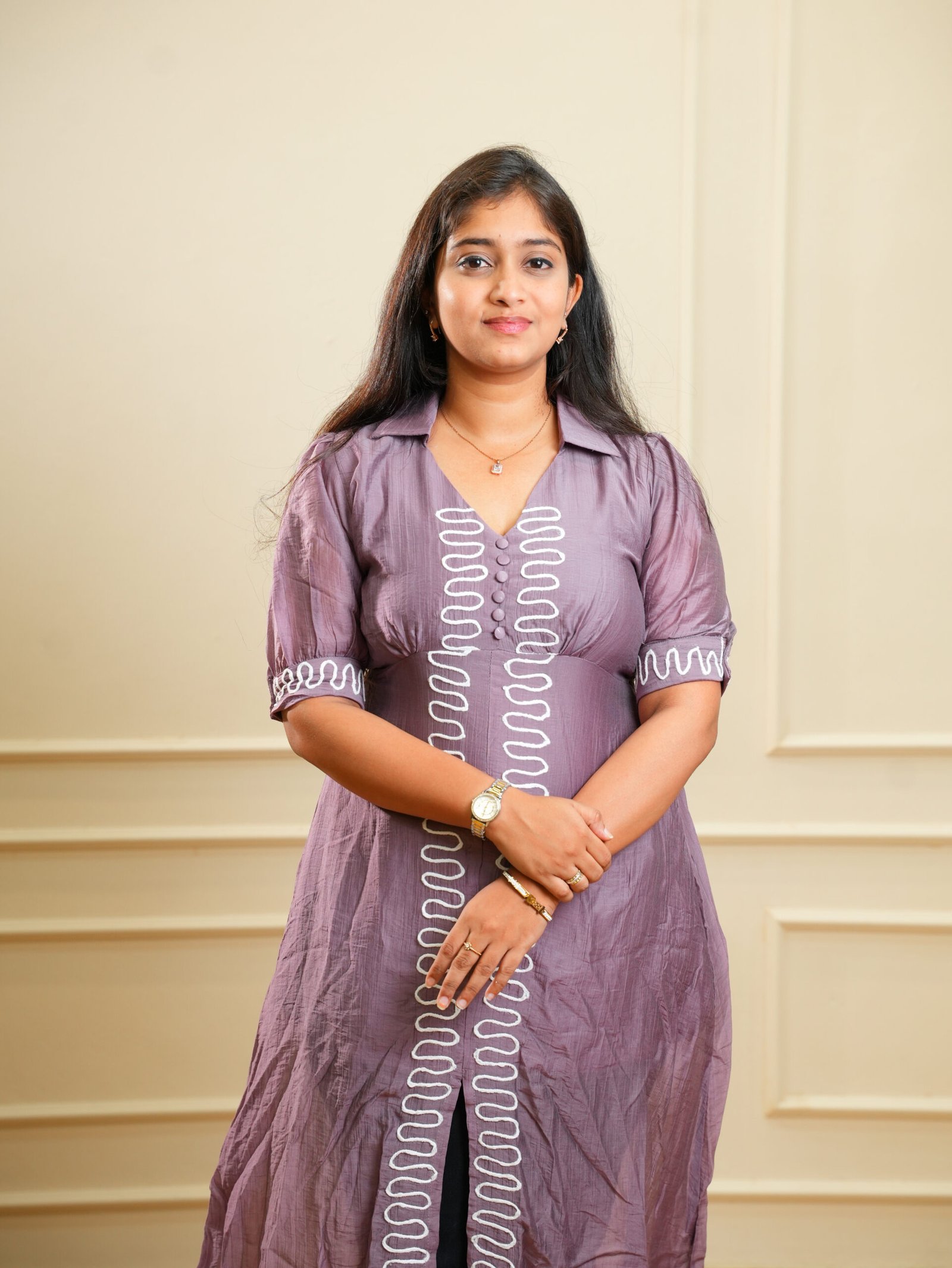 Mauve Embroidered Straight Ethnic Kurta - Image 3