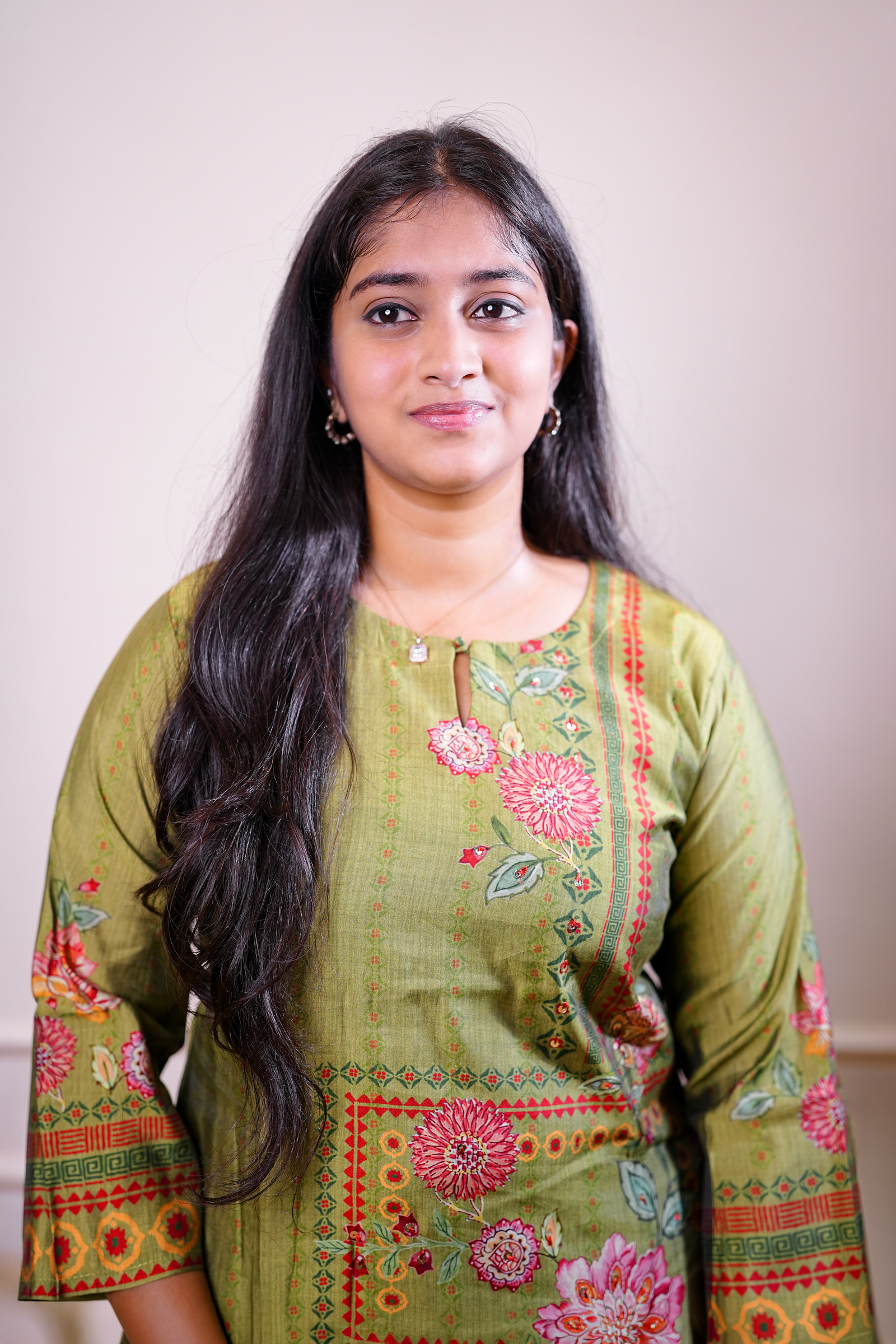 Printed Kurta Set – Olive Green - Image 3