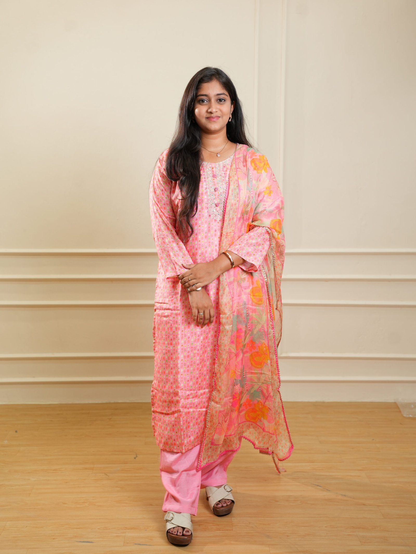 Pink Printed Kurta Set with Dupatta