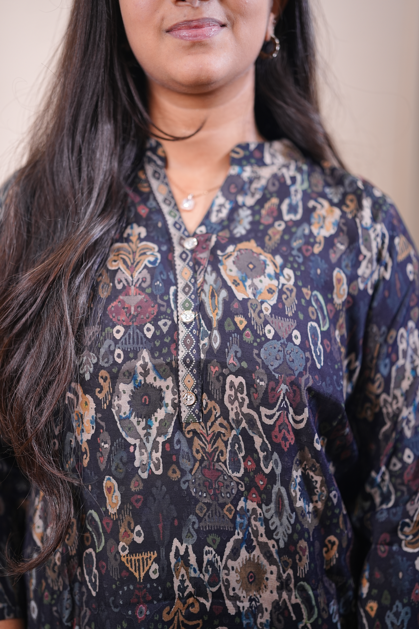 Midnight Paisley Printed Straight Kurta - Image 3