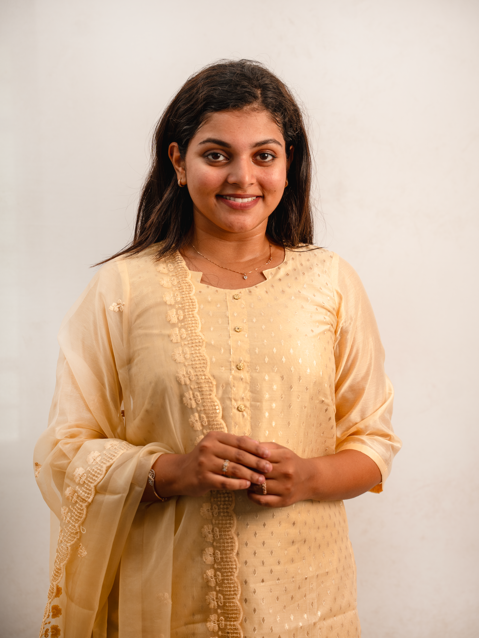Mustard Embroidered Kurta Set with Lace Dupatta - Image 2