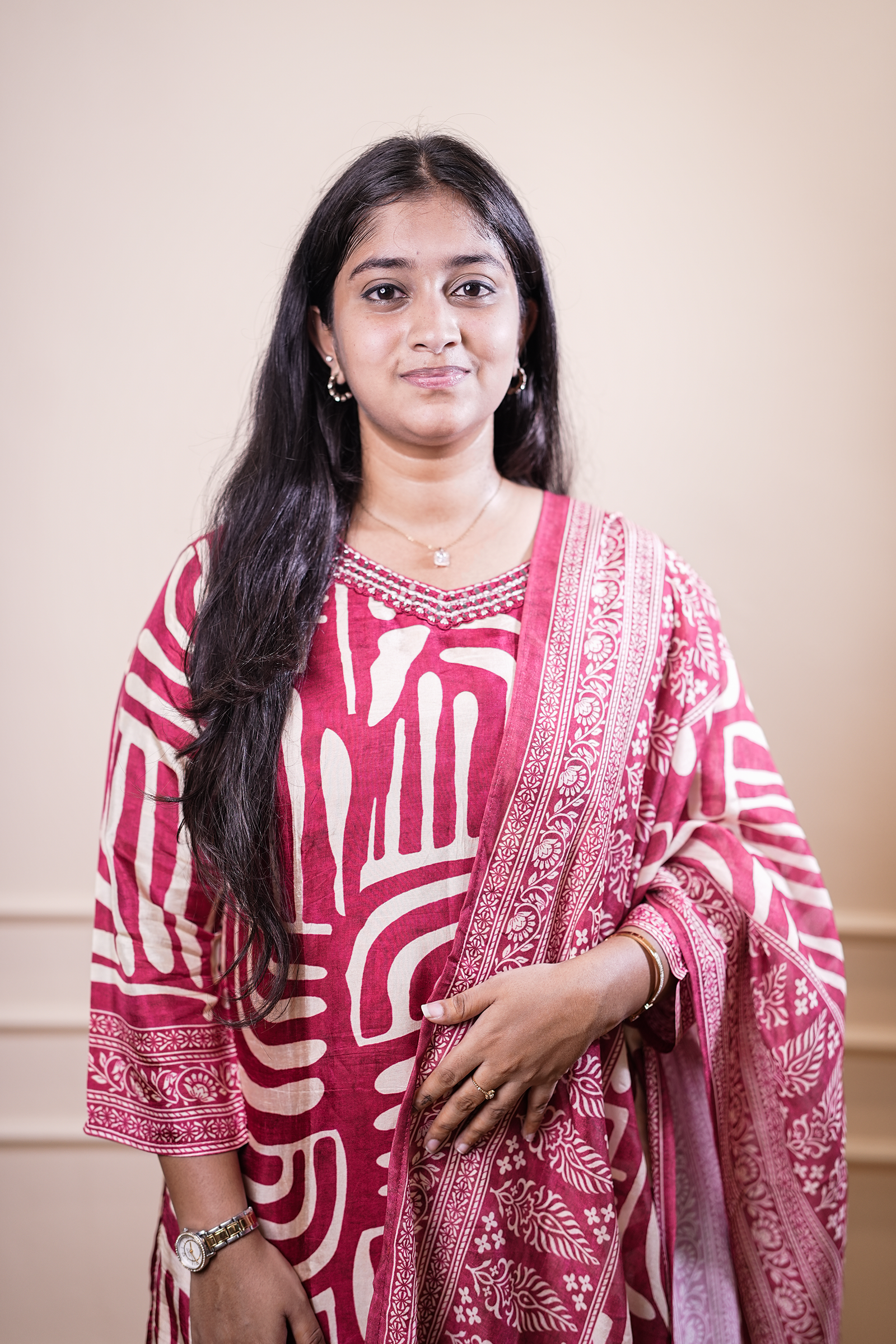 Printed Kurta Set with Matching Dupatta – Maroon & Cream - Image 4