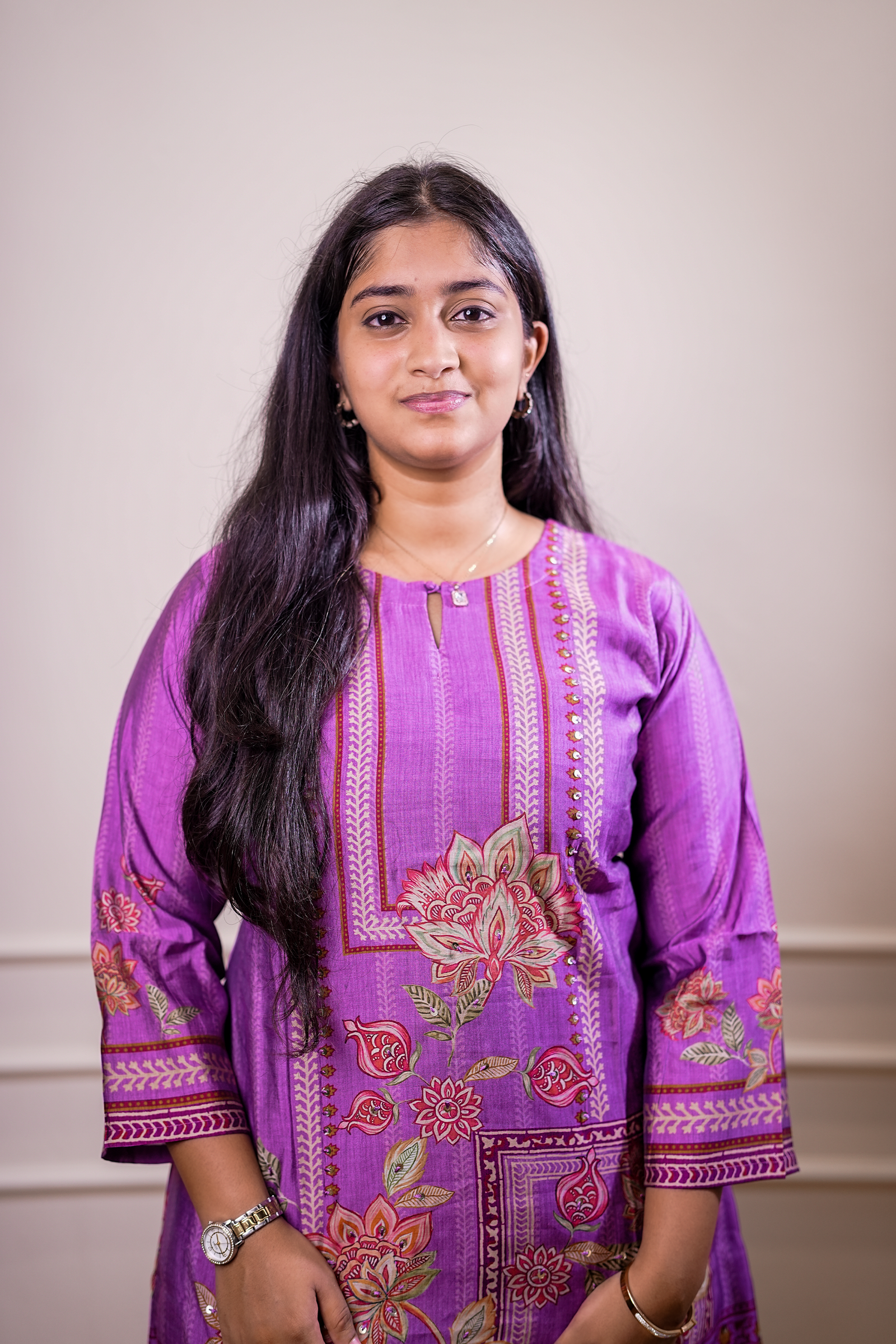 Printed Kurta Set – Purple Floral Design - Image 3