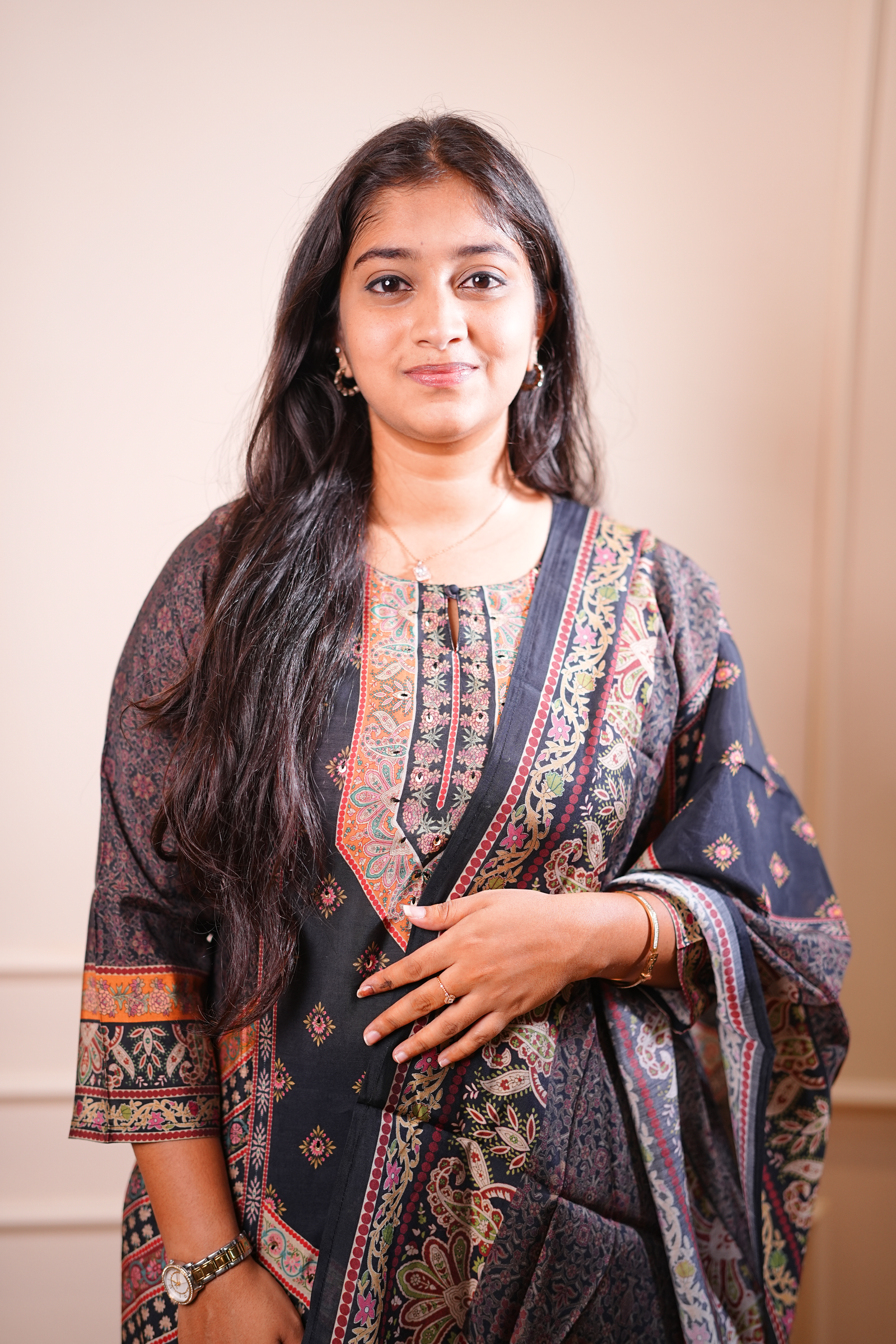 Midnight Heritage Printed Kurta Set with Dupatta - Image 2