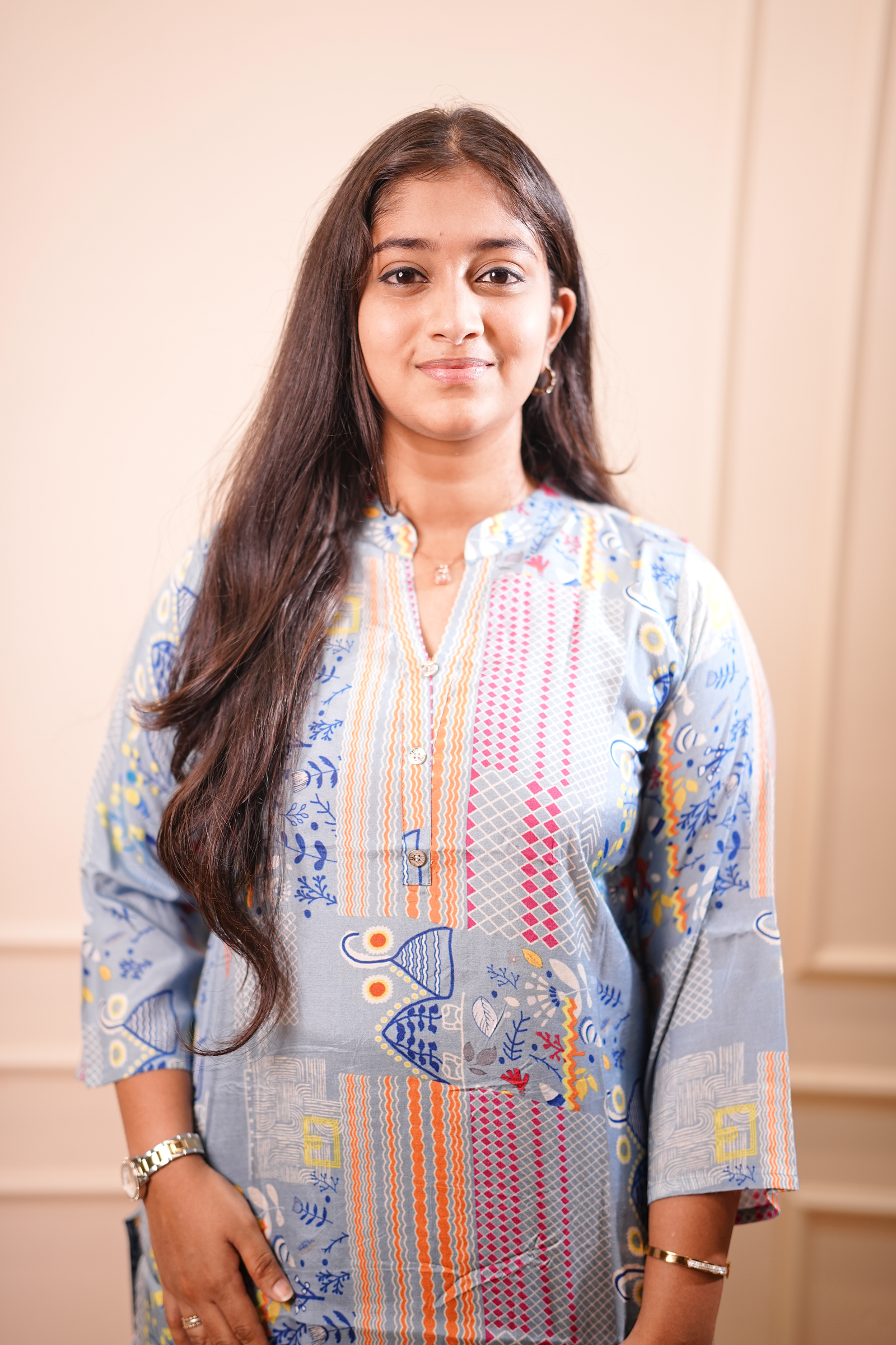 Sky Blue Abstract Geo Printed Straight Kurta - Image 3