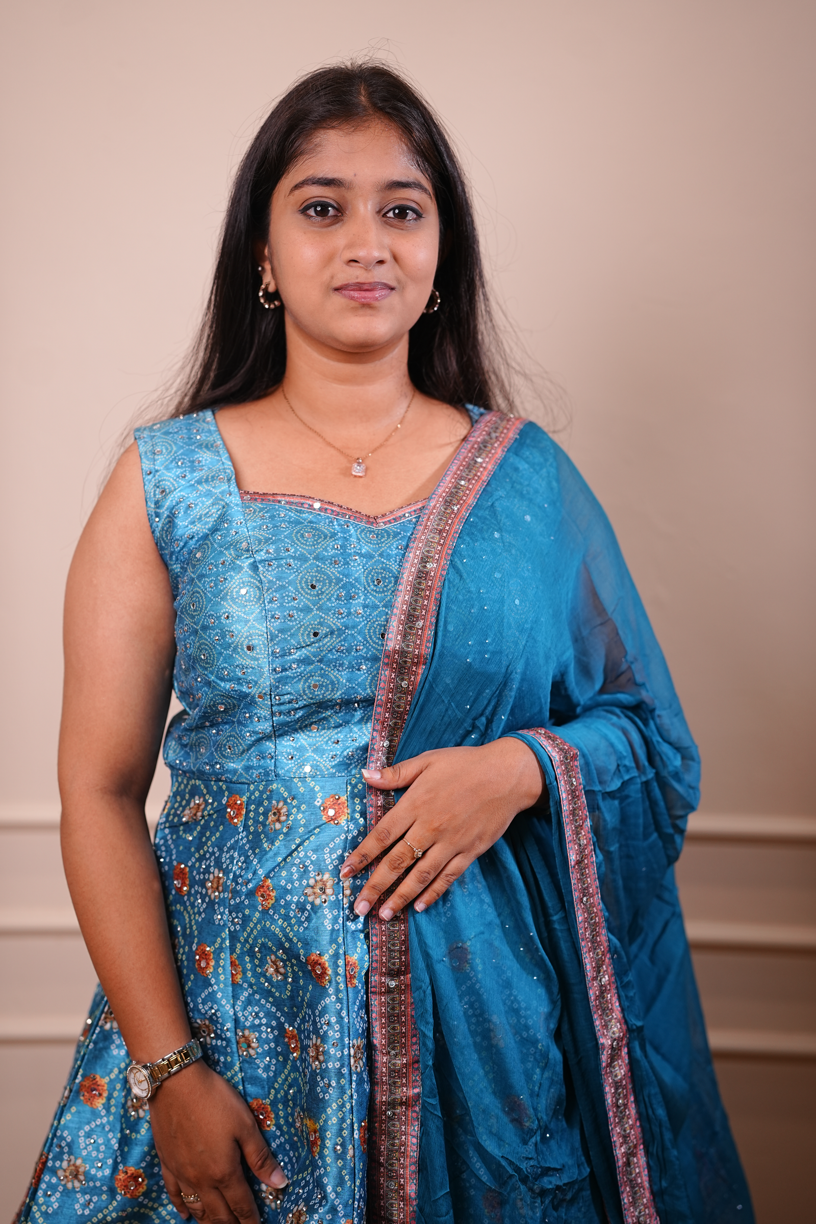 Teal Heritage Embroidered Lehenga Set with Dupatta - Image 2