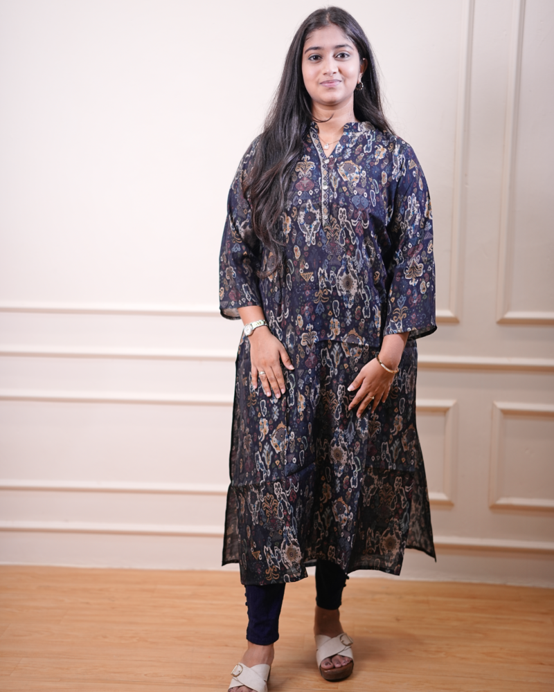 Midnight Paisley Printed Straight Kurta
