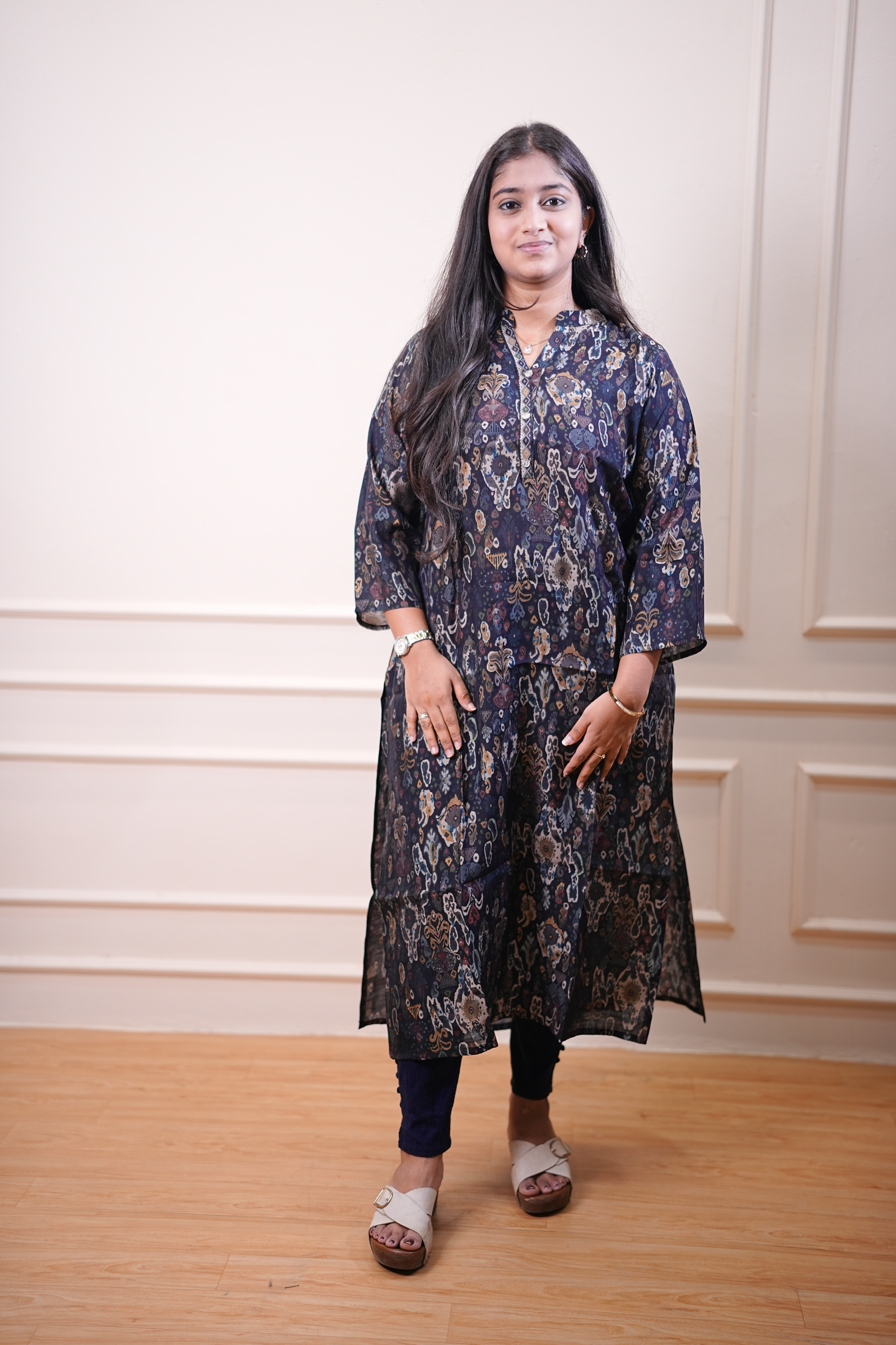 Midnight Paisley Printed Straight Kurta