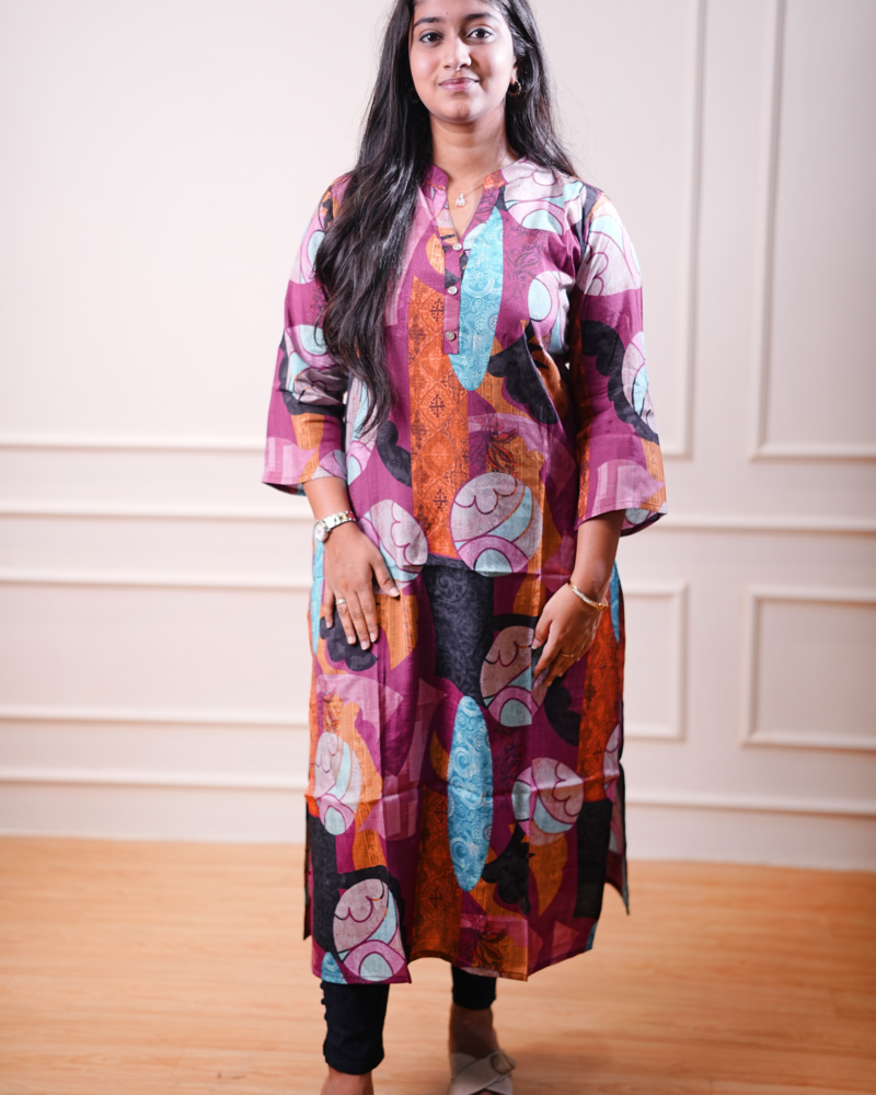 Multicolor Abstract Printed Straight Kurta