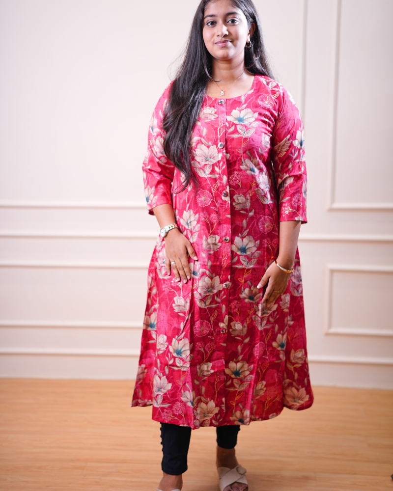 Crimson Bloom Printed Straight Kurta