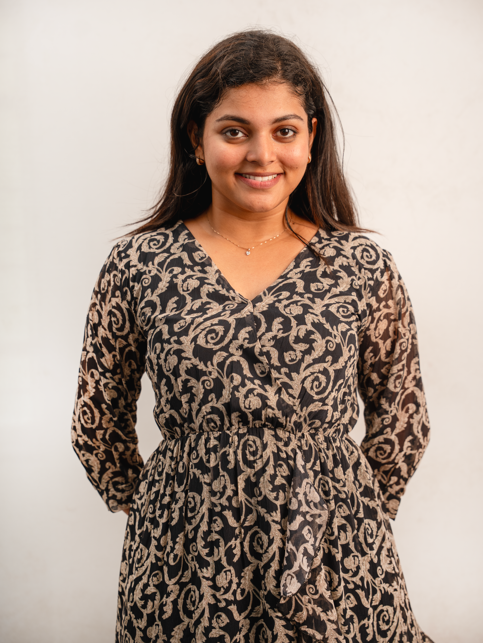 Black Floral Print Tiered A-Line Dress - Image 2