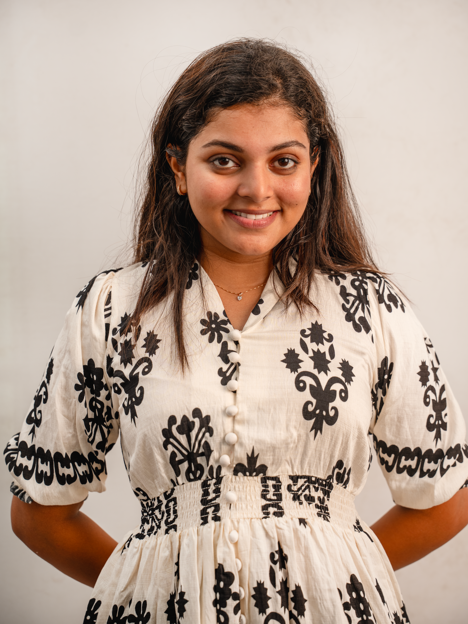 Black & White Printed Smocked Dress - Image 2