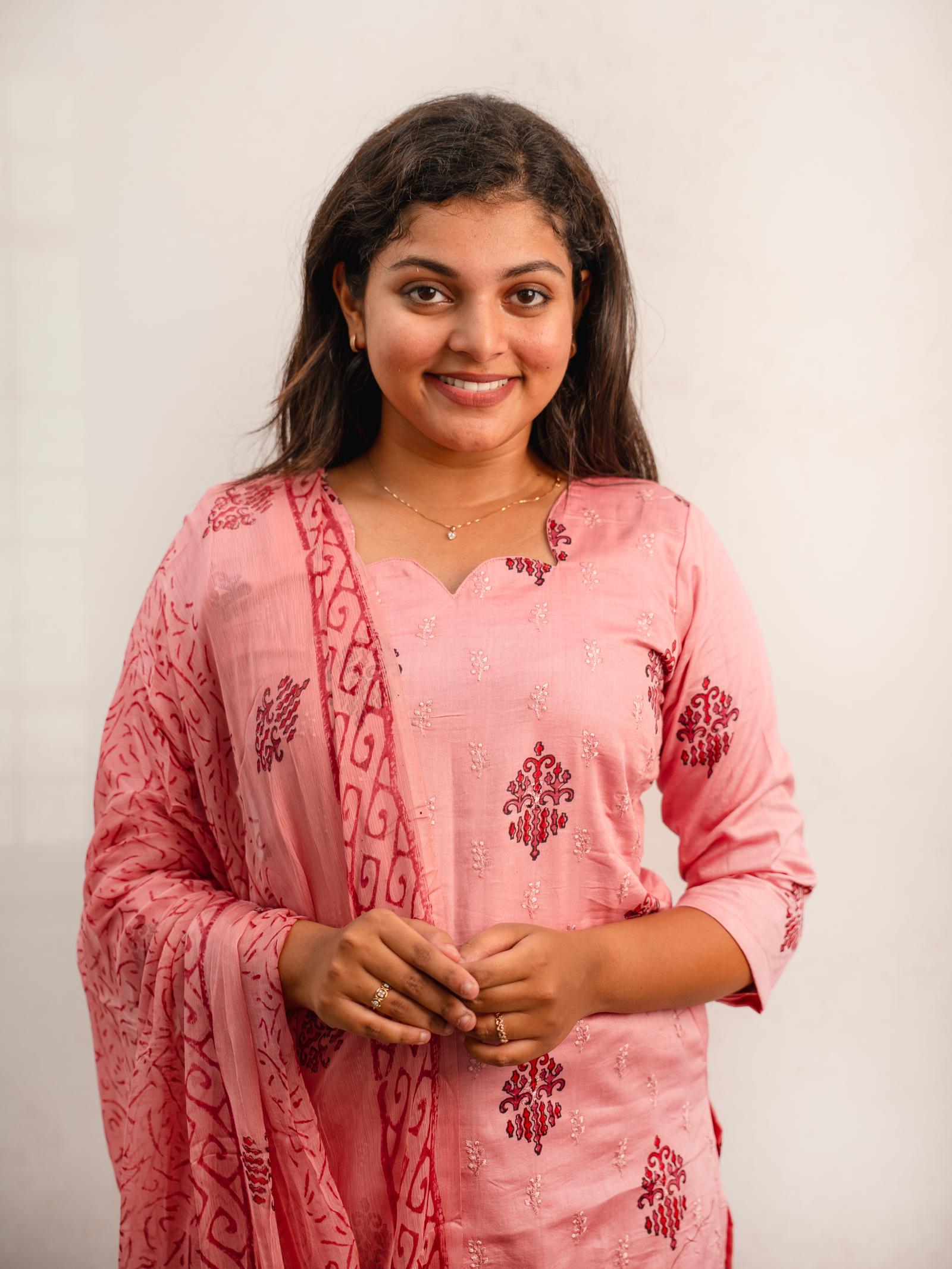 Blush Pink Printed Kurta Set with Dupatta - Image 3