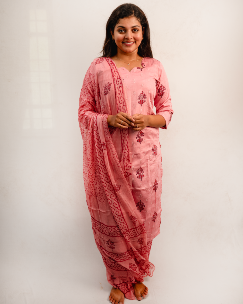 Blush Pink Printed Kurta Set with Dupatta