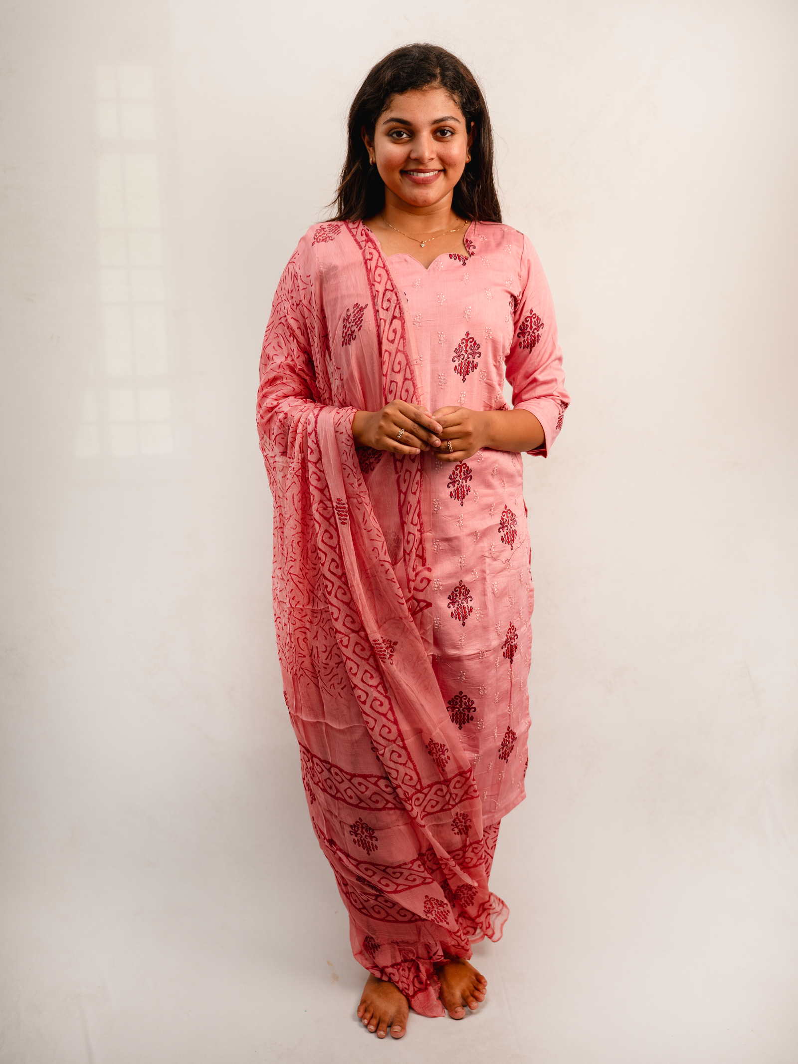 Blush Pink Printed Kurta Set with Dupatta