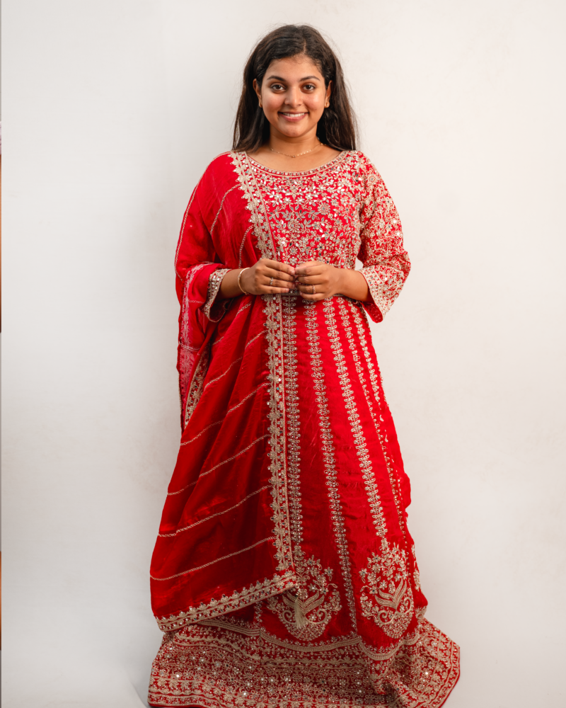 Bridal Red Heavy Embroidered Lehenga Set with Dupatta