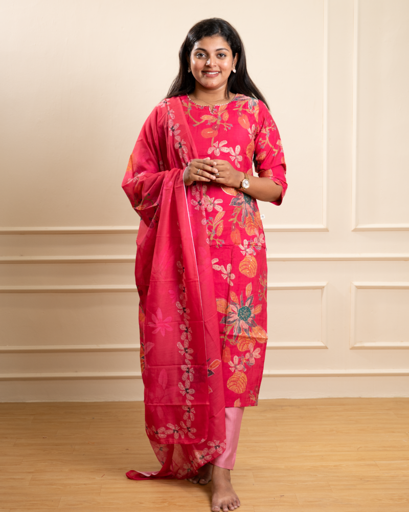 Coral Pink Floral Dream Kurta Set