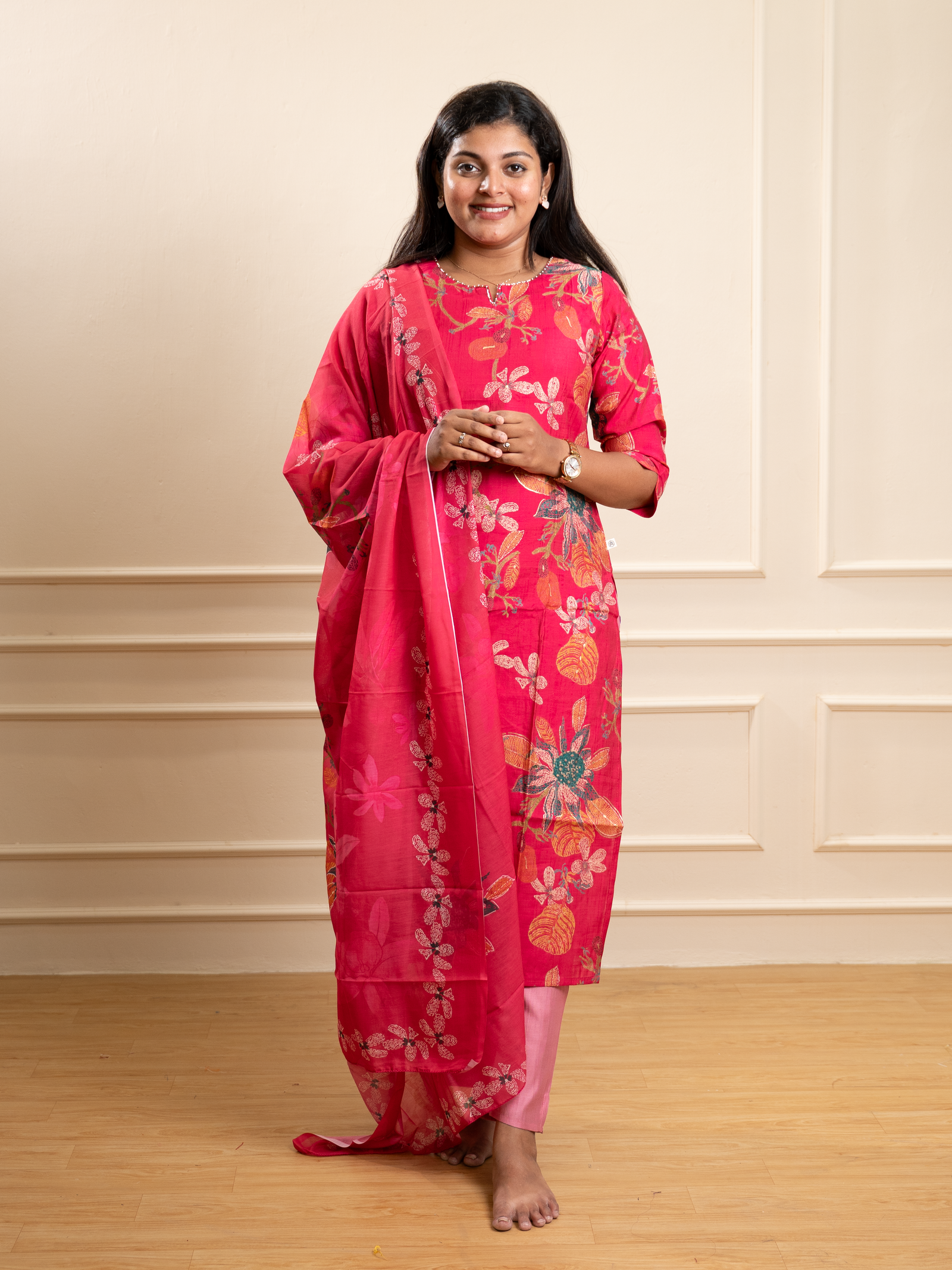Coral Pink Floral Dream Kurta Set